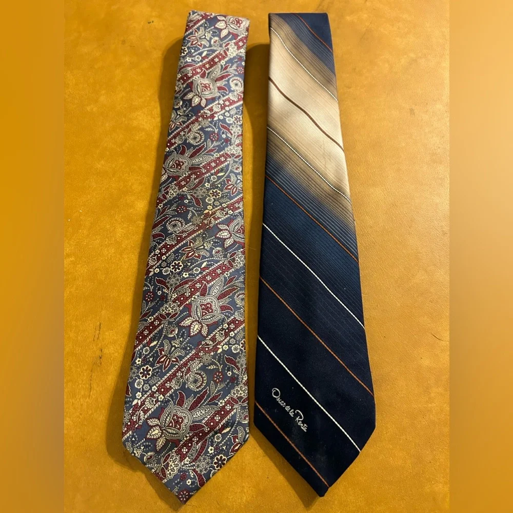 2 Vintage Oscar De La Renta Silk Neck Ties